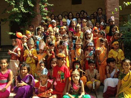 Kids of Class pre-primary _ I with Principal _ teachers on the occasion of Fancy dress competition