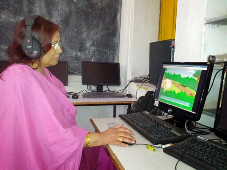 Mrs. Parinita Ranpal doing an assessment on language lab