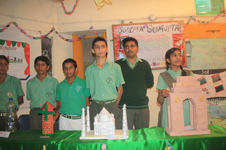 Students with their projects in the Social Science Exhibition