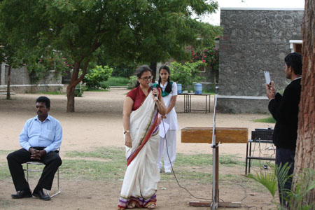 The Principal giving speech on Independence Day